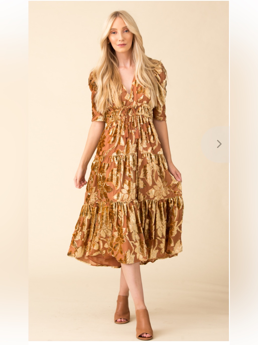 Nwt Ulla Johnson Rose Gold Crushed Velvet Floral Short Sleeve Loretta Dress Sz 0
